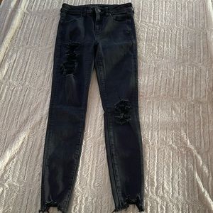 American Eagle Hi-Rise Jeggings distressed black size 4 Reg